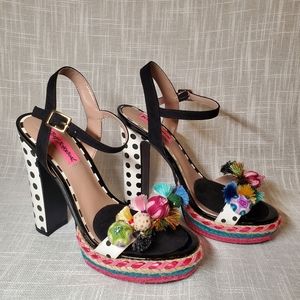 Betsey Johnson Polka Platform Block Heel Sandal heels